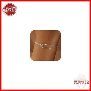 Sterling Silver Double Layered Knot Bracelet 7.28" Infinity Love Jewelry